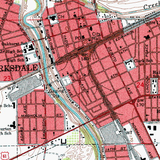 Topographic Map of Centennial Baptist Church, MS