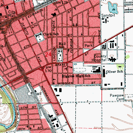 Topographic Map of Church of Christ, MS