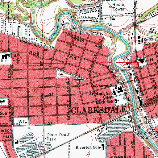 Topographic Map of Church of Christ, MS