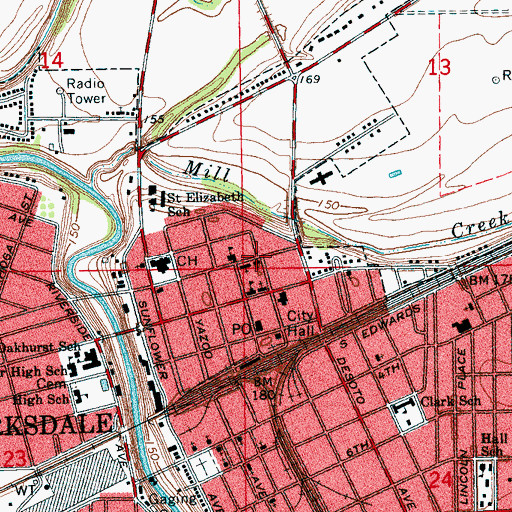 Topographic Map of Clarksdale Baptist Church, MS