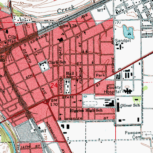 Topographic Map of Clarksdale Seventh Day Adventist Church, MS