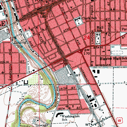 Topographic Map of Cunningham Church of God in Christ, MS