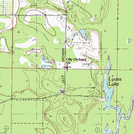 Topographic Map of Lily Orchard Church, MS