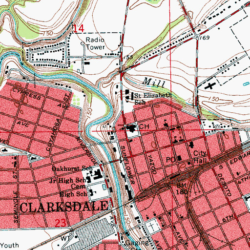 Topographic Map of Delta Blues Museum, MS