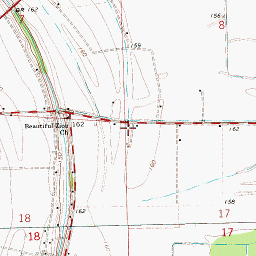 Topographic Map of East Stover School (historical), MS