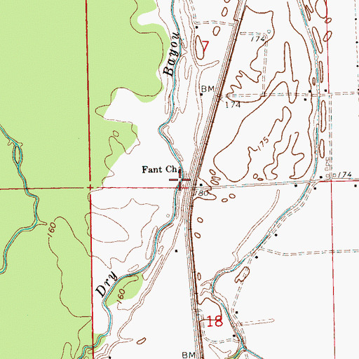 Topographic Map of Fant School (historical), MS