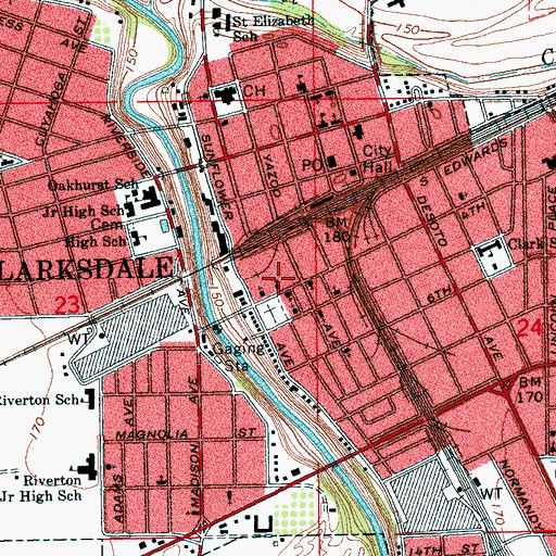 Topographic Map of First Baptist Church, MS