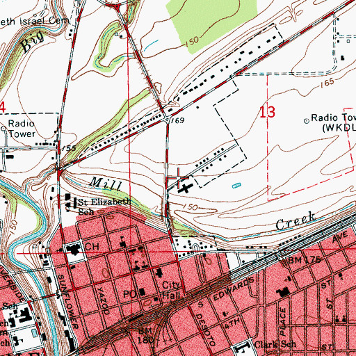 Topographic Map of First Christian Church, MS