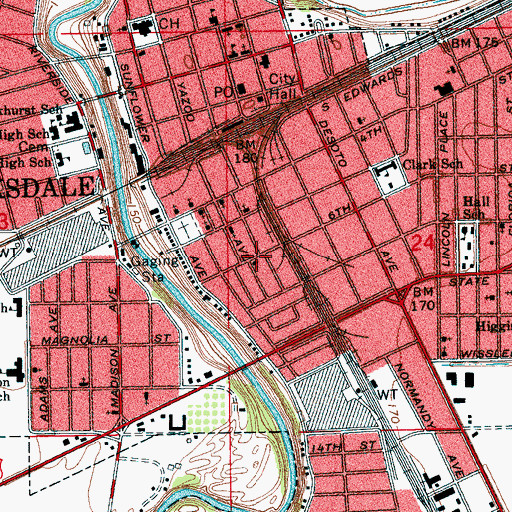 Topographic Map of First Christian Church, MS