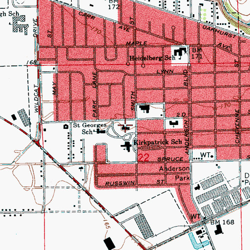 Topographic Map of First Presbyterian Church, MS