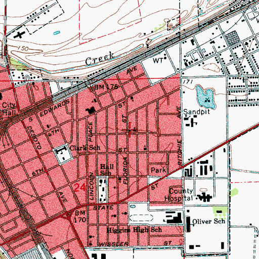 Topographic Map of Greater First Apostolic Temple, MS