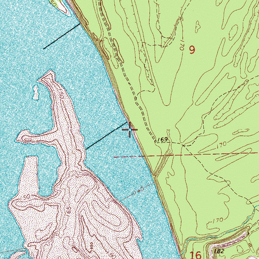 Topographic Map of Island Number Sixty three Dikes, MS