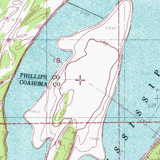 Topographic Map of Jackson Island Bar, MS