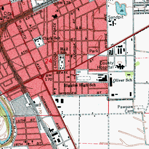 Topographic Map of Jerusalem Baptist Church, MS