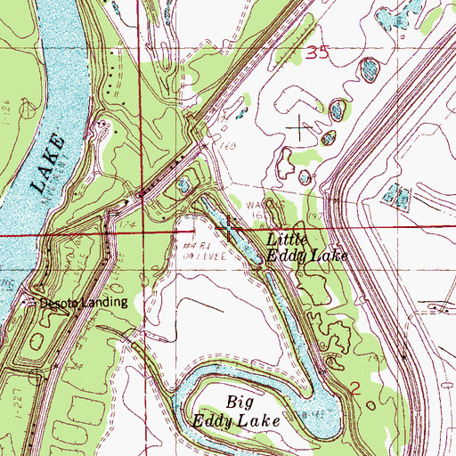 Topographic Map of Little Eddy Lake, MS