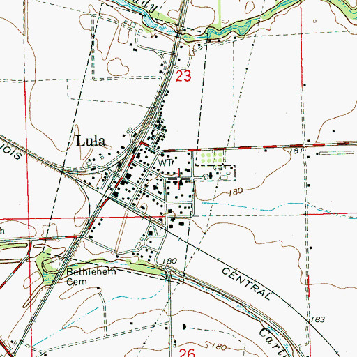 Topographic Map of Lula United Methodist Church, MS