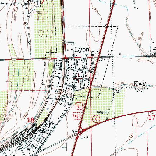 Topographic Map of Lyon Baptist Church, MS