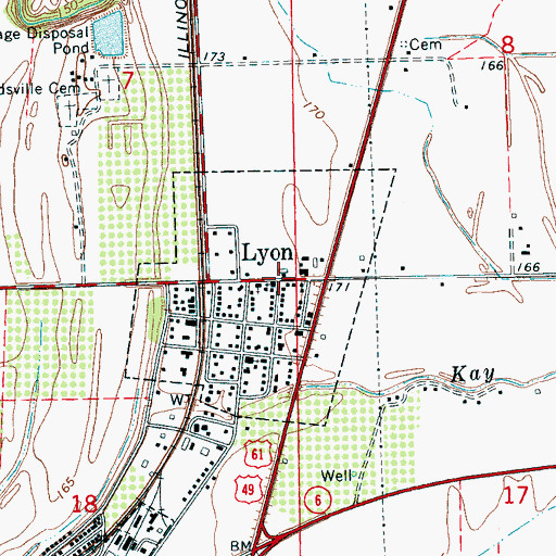 Topographic Map of Lyon United Methodist Church, MS