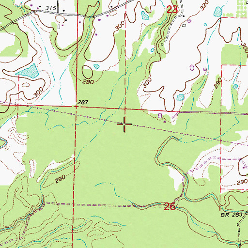 Topographic Map of Township of Cherry Hill, AR