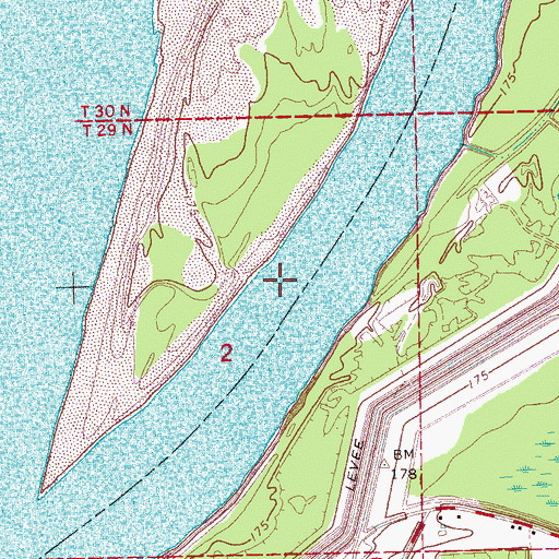 Topographic Map of Montezuma Bend, MS