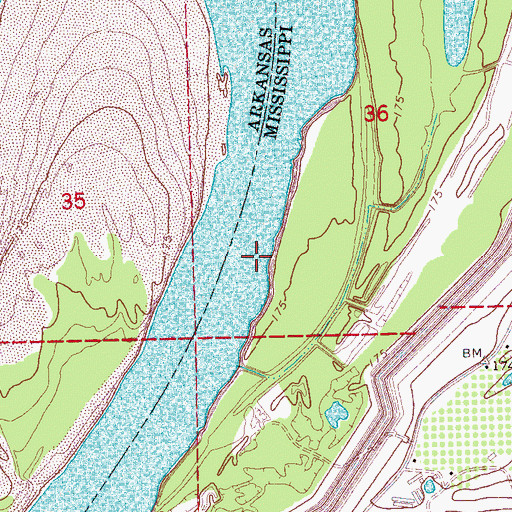 Topographic Map of Montezuma Cut-Off, MS
