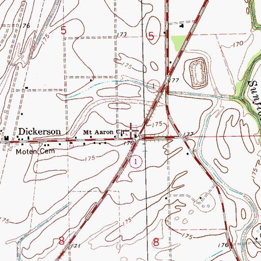 Topographic Map of Mount Aaron Cemetery, MS