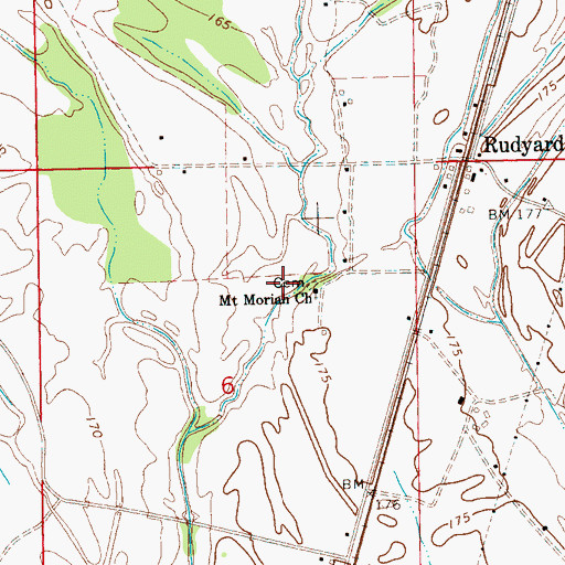 Topographic Map of Mount Mariah Cemetery, MS