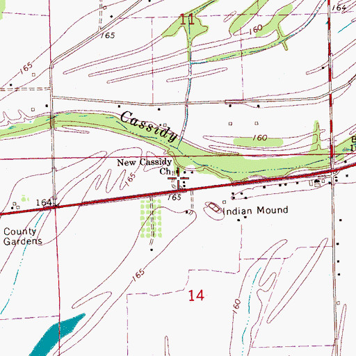 Topographic Map of New Cassidy School (historical), MS