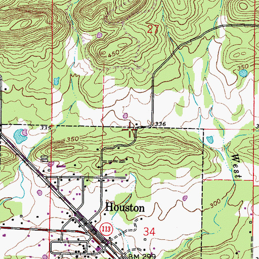 Topographic Map of Township of Houston, AR