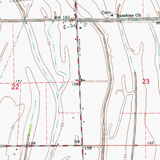 Topographic Map of Oak Grove Church (historical), MS