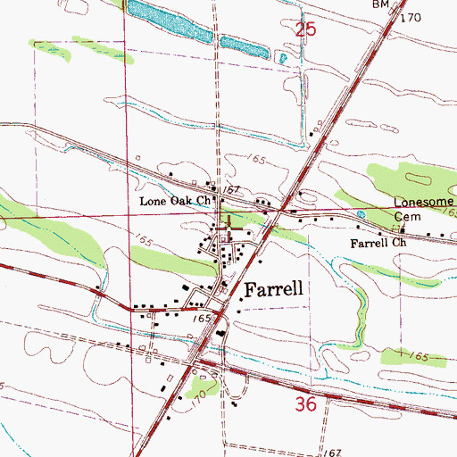Topographic Map of Pleasant Valley Cemetery, MS