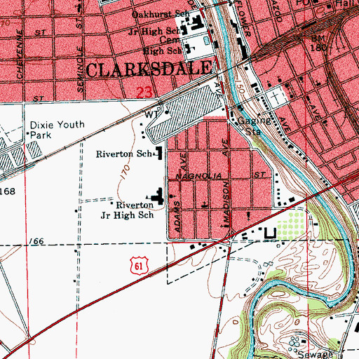 Topographic Map of Riverton, MS