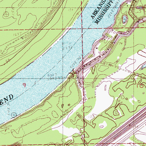 Topographic Map of Robinsonville Landing, MS