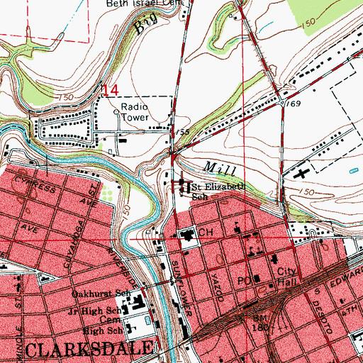 Topographic Map of Saint Elizabeth Catholic Church, MS