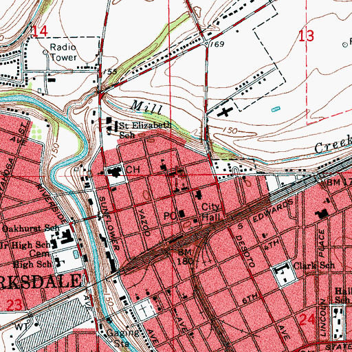 Topographic Map of Saint Georges Episcopal Church, MS