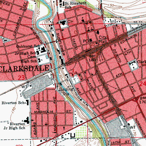 Topographic Map of Saint James Temple Church of God in Christ, MS