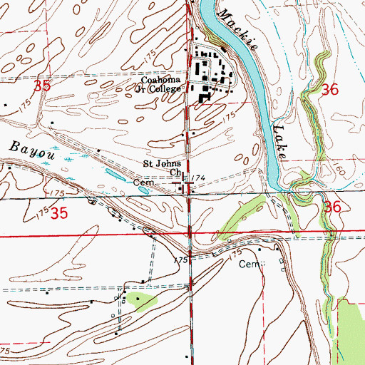 Topographic Map of Saint Johns School (historical), MS