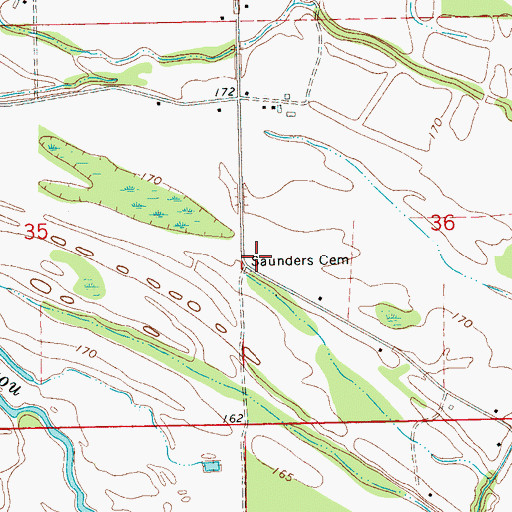 Topographic Map of Saunders Chapel (historical), MS