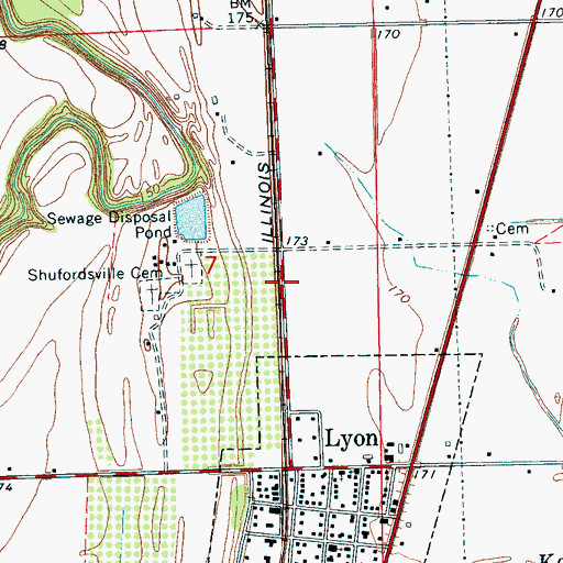 Topographic Map of Shutersville (historical), MS