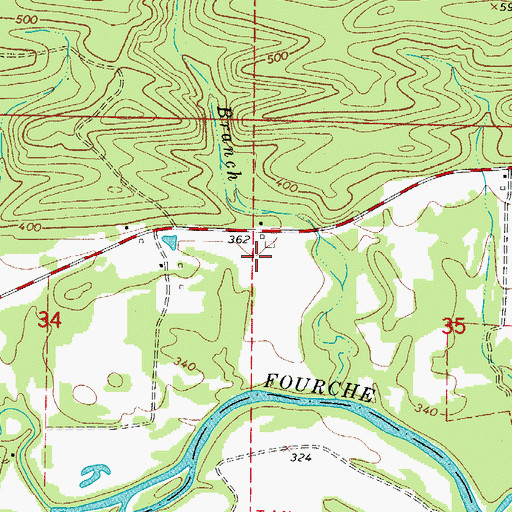 Topographic Map of Township of New Tennessee, AR
