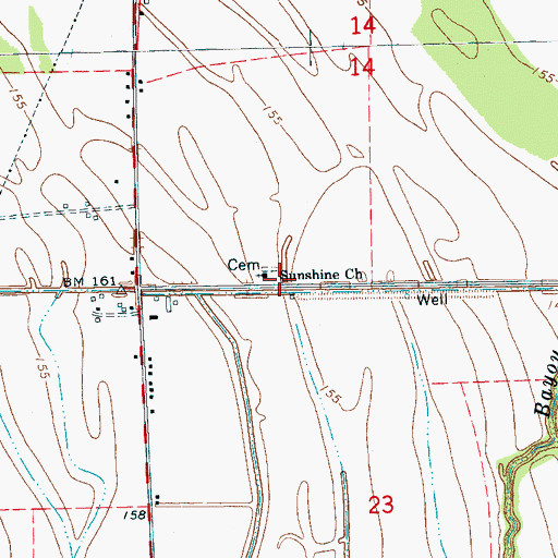Topographic Map of Sunshine School (historical), MS