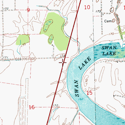 Topographic Map of Swan Lake School (historical), MS