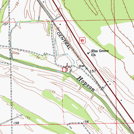 Topographic Map of Thompson Chapel (historical), MS