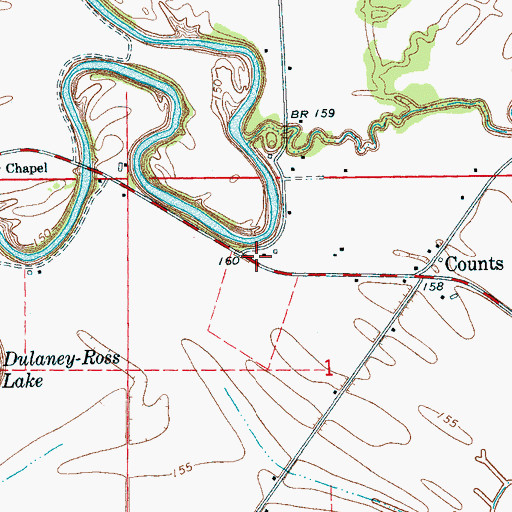 Topographic Map of Traynham (historical), MS