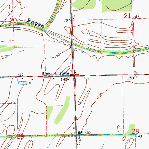 Topographic Map of Willis Store (historical), MS