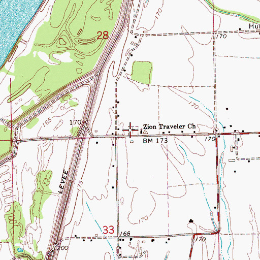Topographic Map of Zion Traveler Cemetery, MS