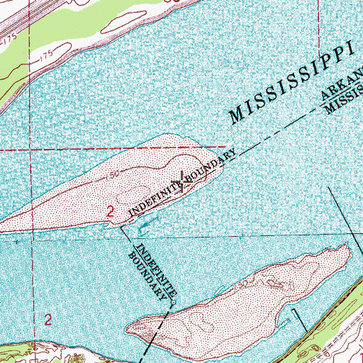 Topographic Map of Kangaroo Point Upper Bar, MS