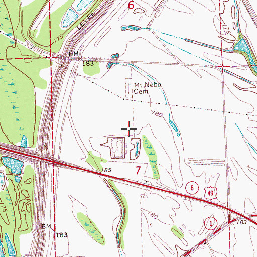 Topographic Map of Mount Nebo Church (historical), MS