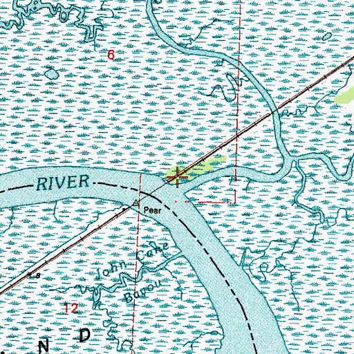 Topographic Map of Baldwin Lodge (historical), MS