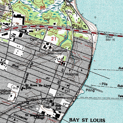 Topographic Map of Bay Junior High School, MS